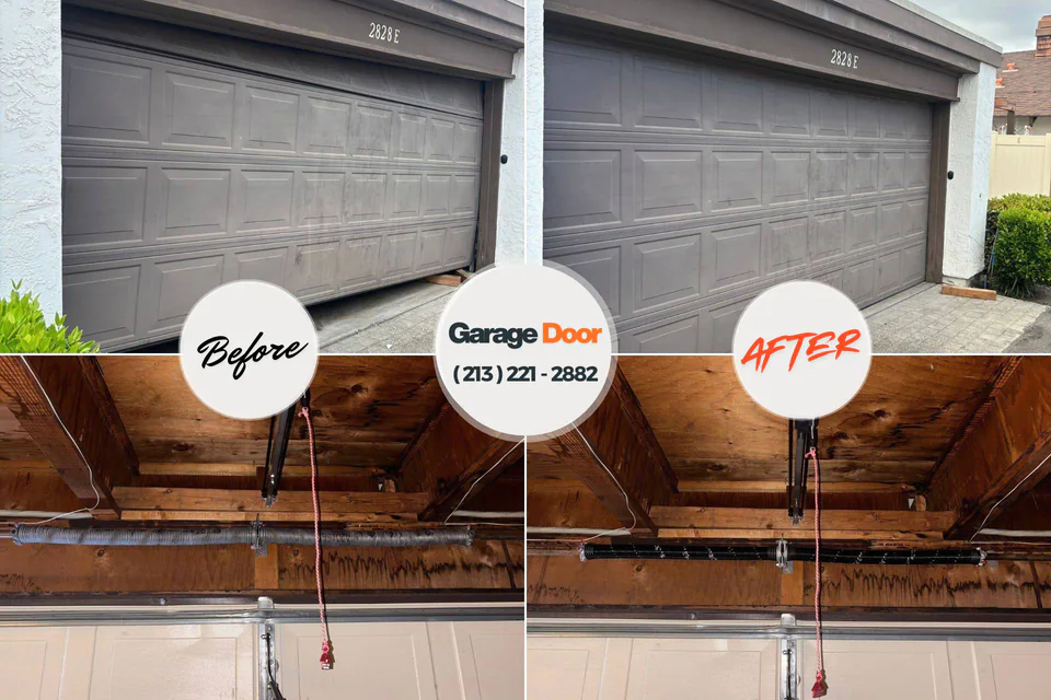 Before and after: garage door repair Costa Mesa, CA